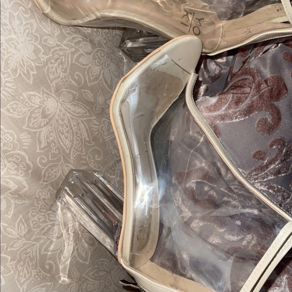 Clear open hose bootie heels